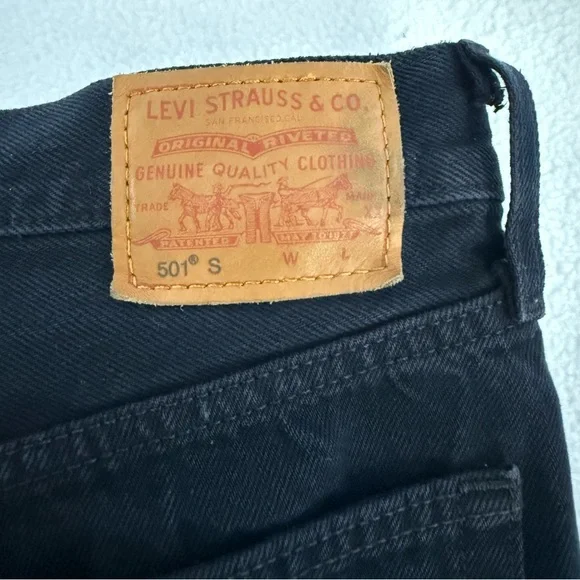 Levi's 501 S Skinny Premium Black 100% Cotton Jeans Size 25 x 28 - Picture 5 of 10
